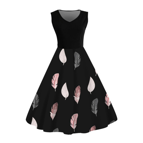 Cocktail Dress for Women, 2024 Summer Vintage 1950s Dress, Floral Printed Sleeveless V Neck Retro Party Swing Dresses, Elegant Wedding Guest Dress Cocktail Dress for Women, 2024 Summer Vintage 1950s Dress, Floral Printed Sleeveless V Neck Retro Party Swing Dresses, Elegant Wedding Guest Dress