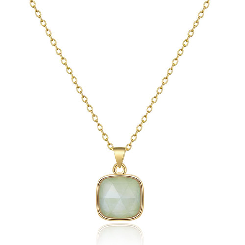 Healing Crystal Necklace, 14K Gold Plated Natural Energy Stone Pendant Necklace Reiki Quartz Amethyst Citrine Gemstone Spiritual Jewelry Gifts for Women Girls(Aquamarine)