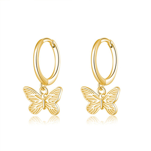 Sterling Silver Butterfly Earrings Hoop for Women Teen Girls Small Butterfly Hoop Earrings Huggie Drop (B-Gold) Sterling Silver Butterfly Earrings Hoop for Women Teen Girls Small Butterfly Hoop Earrings Huggie Drop (B-Gold)