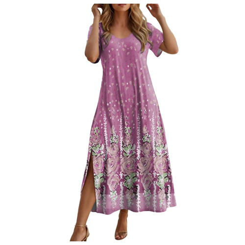 Sun Dresses for Women Casual,Summer Dresses for Women 2024 Casual Short Sleeve Crewneck Maxy Dresses Floral Print Boho Sundress Split Beach Dress Tropical Dresses Sun Dresses for Women Casual,Summer Dresses for Women 2024 Casual Short Sleeve Crewneck Maxy Dresses Floral Print Boho Sundress Split Beach Dress Tropical Dresses