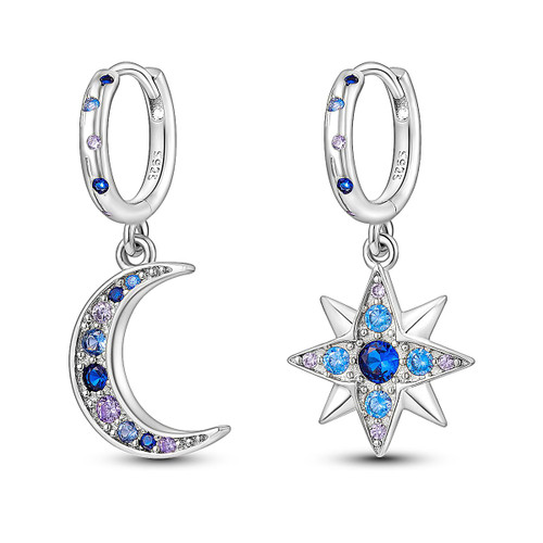 Dangle Drop Earrings 925 Sterling Silver Star&Moon Earrings Cubic Zirconia Earrings for Women Girls Dangle Drop Earrings 925 Sterling Silver Star&Moon Earrings Cubic Zirconia Earrings for Women Girls