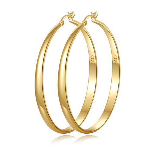 Large Gold Hoop Earrings for Women Hypoallergenic Thick Gold Hoops Lightweight 14K Real Gold Plated Extra Big Hoop Earrings for Women Girls 30/40/50/60/70mm
