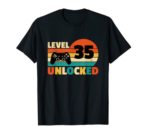 Level 35 Unlocked - Funny Video Gamer Birthday Gaming T-Shirt