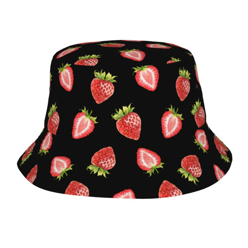Strawberry Bucket Hat Unisex Outdoor Summer Beach Sun Hat Packable Fisherman Cap Strawberry Bucket Hat Unisex Outdoor Summer Beach Sun Hat Packable Fisherman Cap