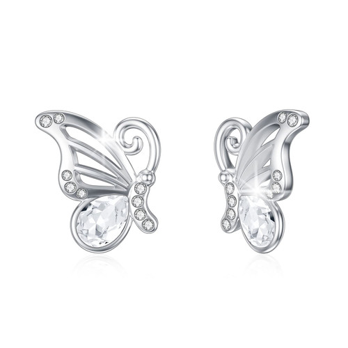 Butterfly Earrings Sterling Silver Stud Hypoallergenic Butterfly Earrings for Women Girl