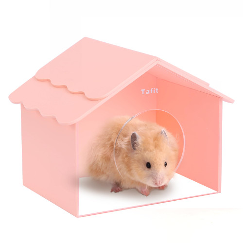 Tafit Hamster Hideout Cute Acrylic Small Animals House Habitats Decor for Dwarf Hamsters, Syrian Hamsters, Gerbils, Hedgehogs, Rats, Mice, Lemmings, Pink