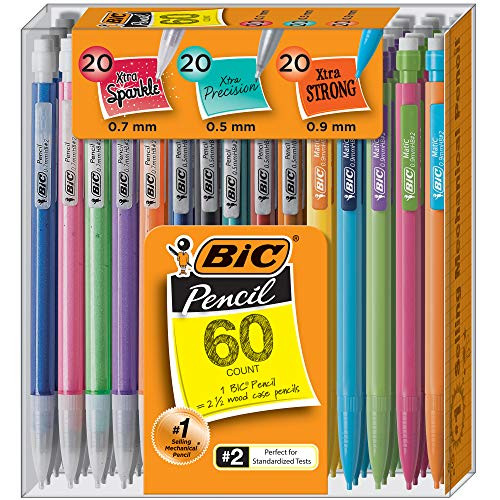 BIC Mechanical Pencil Variety Pack, 0.5mm/0.7mm/0.9mm, 60-Count