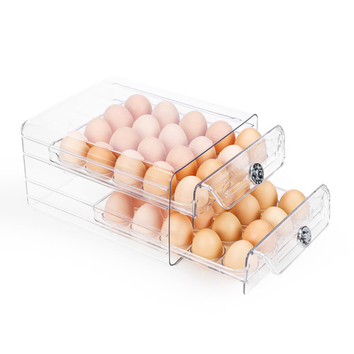 Egg Organizer for Refrigerator, Egg Holder for Fridge with Handle, Stackable Egg Storage Container for Refrigerator, 40 Grids Egg Trays Clear Egg Fresh Storage Box for Fridge(2 Layers) Egg Organizer for Refrigerator, Egg Holder for Fridge with Handle, Stackable Egg Storage Container for Refrigerator, 40 Grids Egg Trays Clear Egg Fresh Storage Box for Fridge(2 Layers)