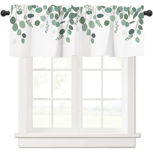 Valances Curtain Spring Eucalyptus Leaves Kitchen Valances Rod Pocket Short Curtain Panels Green Plants Retro Window Treatment Topper Curtains for Living Bedroom Farmhouse 1 Panel 54x18'' Valances Curtain Spring Eucalyptus Leaves Kitchen Valances Rod Pocket Short Curtain Panels Green Plants Retro Window Treatment Topper Curtains for Living Bedroom Farmhouse 1 Panel 54x18''