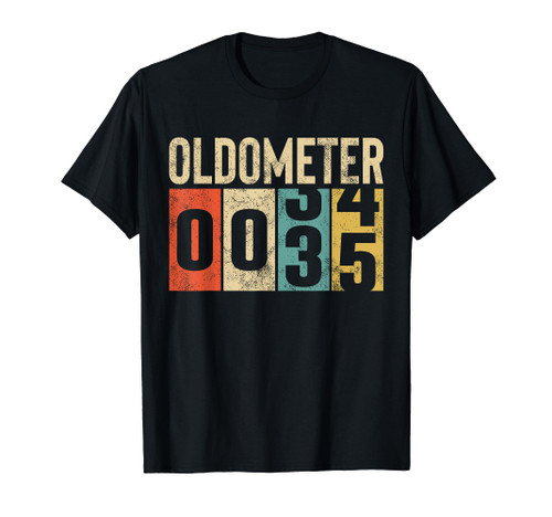 Funny 35 Years Old Oldometer Vintage 35th Birthday Odometer T-Shirt