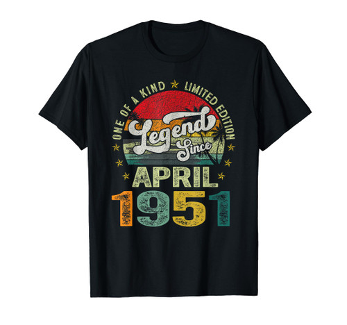 Vintage Awesome 1951 April Limited Edition 73rd Birthday T-Shirt