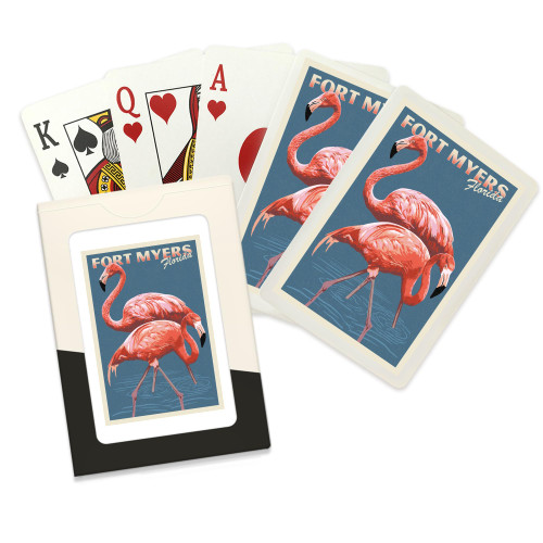 Fort Myers Beach, Florida, Flamingos, Letterpress (52 Playing Cards, Poker Size Card Deck with Jokers) Fort Myers Beach, Florida, Flamingos, Letterpress (52 Playing Cards, Poker Size Card Deck with Jokers)