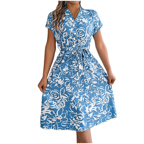 Midi Dress for Women 2024, Casual Cap Sleeves Floral Print Button Down V Neck Sundresses Summer Boho Beach Dress Modest Vacation Dresses Midi Dress for Women 2024, Casual Cap Sleeves Floral Print Button Down V Neck Sundresses Summer Boho Beach Dress Modest Vacation Dresses