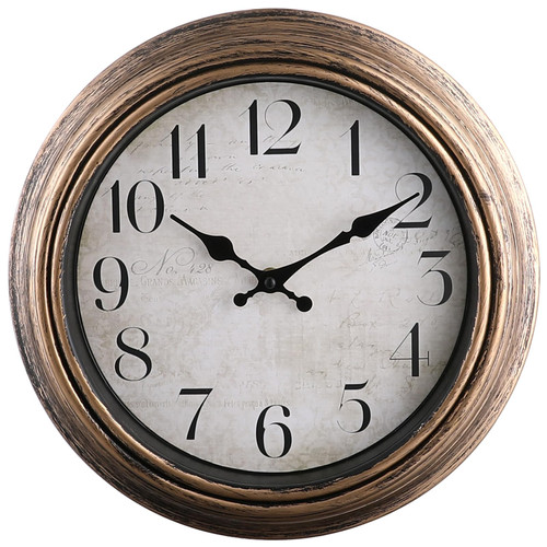 12 Inch Silent Wall Clock Battery Operated Retro Wall Clocks Antique Clock Vintage Decorative for Kitchen Bedroom Living Room Office (Bronze)