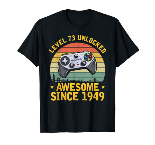 mb Level 73 Unlocked Awesome 1949 Gaming Birthday Vintage T-Shirt