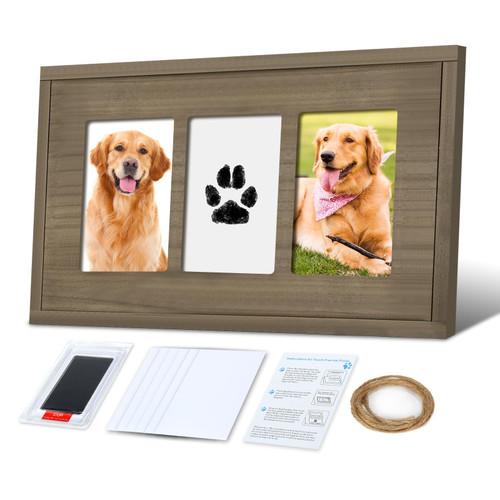 Dog Paw Print Frame Kit | Pet Paw Print Picture Frame | Dog Owner Frame Gifts,No Mess Ink Pad for Dogs and Cats,Pet Memorial Picture Frame