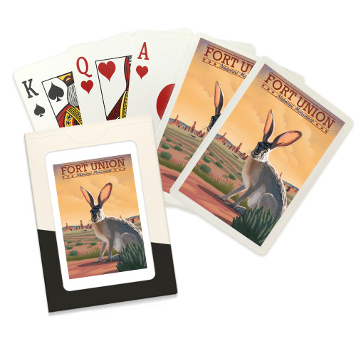 Fort Union, New Mexico, Jackrabbit, Lithograph (52 Playing Cards, Poker Size Card Deck with Jokers)