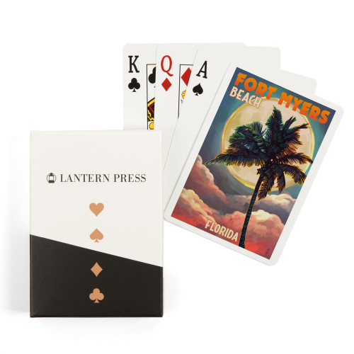 Fort Myers Beach, Florida, Palms and Moon Sunset (52 Playing Cards, Poker Size Card Deck with Jokers) Fort Myers Beach, Florida, Palms and Moon Sunset (52 Playing Cards, Poker Size Card Deck with Jokers)