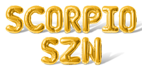 Letter Balloons - SCORPIO SZN 16" Inch Alphabet Letters Foil Mylar Balloon October or November Birthday Party Balloon Banner (Gold)