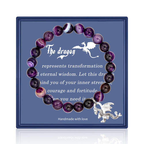 Natural Stone Dragon Bracelet Zodiac Dragon Charm Bracelets for Women Girls Boys Dragon Lovers Gift Inspiration Gifts for Friend (Dragon Bracelet Purple) Natural Stone Dragon Bracelet Zodiac Dragon Charm Bracelets for Women Girls Boys Dragon Lovers Gift Inspiration Gifts for Friend (Dragon Bracelet Purple)