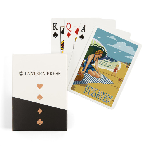Fort Myers Beach, Florida, Woman on Beach (52 Playing Cards, Poker Size Card Deck with Jokers) Fort Myers Beach, Florida, Woman on Beach (52 Playing Cards, Poker Size Card Deck with Jokers)