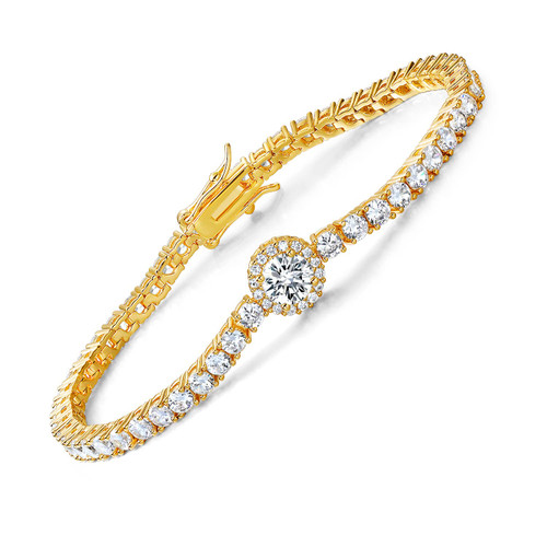18K Yellow Gold Plated 3.0mm Bracelet Classic Hypoallergenic Cubic Zirconia Tennis Bracelet for Women 6.5 Inch 18K Yellow Gold Plated 3.0mm Bracelet Classic Hypoallergenic Cubic Zirconia Tennis Bracelet for Women 6.5 Inch
