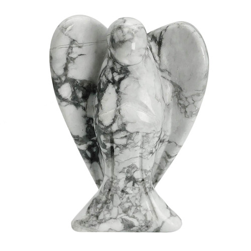 Natural White Howlite Turquoise Guardian Angel Statue, Hand-Carved Healing Crystal Pocket Figurines Decoration 2 Inches Natural White Howlite Turquoise Guardian Angel Statue, Hand-Carved Healing Crystal Pocket Figurines Decoration 2 Inches
