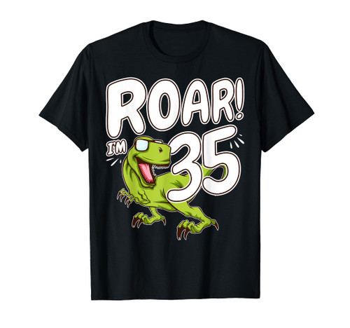 Thirty-Five 35th Birthday Party 35 Year Old Dinosaur T-Shirt