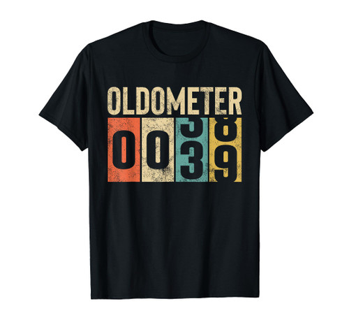 Funny 39 Years Old Oldometer Vintage 39th Birthday Odometer T-Shirt