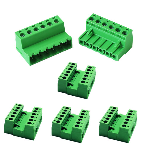 5 Set 6 Pin 2.54MM Pitch Screw Terminal Block Connector for 28-16AWG, Pluggable Quick Male and Female Connector-Phoenix Type Connector