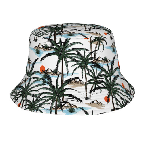 Palm Trees Bucket Hat Unisex Outdoor Summer Beach Sun Hat Packable Fisherman Cap Palm Trees Bucket Hat Unisex Outdoor Summer Beach Sun Hat Packable Fisherman Cap