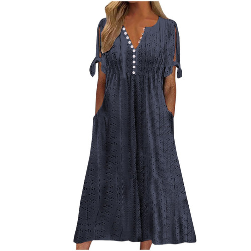 Summer Maxi Dresses Summer Eyelet Dresses for Women 2024 with Pockets Short Sleeve Button V Neck Flowy A Line Casual Boho Midi Sun Dress Casual Sundresses for Women Summer Maxi Dresses Summer Eyelet Dresses for Women 2024 with Pockets Short Sleeve Button V Neck Flowy A Line Casual Boho Midi Sun Dress Casual Sundresses for Women