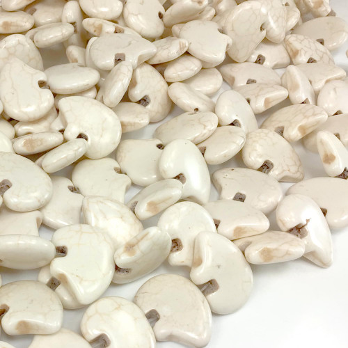 17mm Small Zuni Bear Bead Turquoise Black White Gemstone Turquoise Howlite Beads 15" Strand Zuni Fetish Southwestern Howlite Bear 30pcs (White)