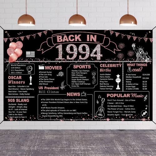 30th Birthday Rose Gold Party Decoration, Back in 1994 Banner for Women 30 Years Old Birthday Photography Background Vintage 1994 Poster Backdrop for Girls 30th Class Reunion Party Supplies 30th Birthday Rose Gold Party Decoration, Back in 1994 Banner for Women 30 Years Old Birthday Photography Background Vintage 1994 Poster Backdrop for Girls 30th Class Reunion Party Supplies