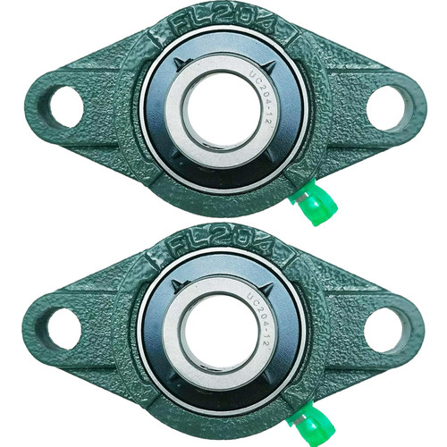 2 Pack UCFL204-12 Pillow Block Bearing, Flange Mount Ball Bearing Unit, 3/4 in Bore, 2-Bolt Flange, Self Aligning Cast Iron Housing, Set Screw Locking Style Flange Pillow Block Bearing