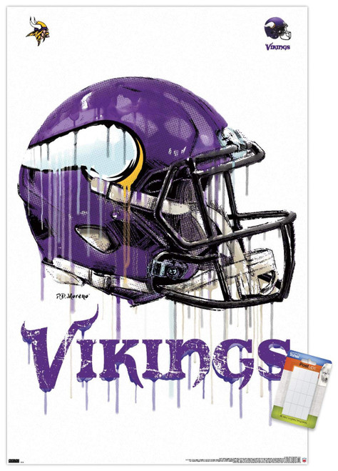 NFL Minnesota Vikings - Drip Helmet 20 Wall Poster, 22.375" x 34", Poster & Mount Bundle