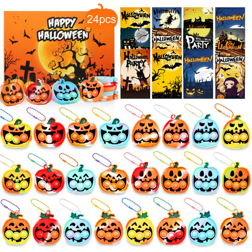 Halloween Party Favors for Kids,24 PCS Halloween Pumpkin Pop Fidget its Toys Keychain,Halloween Toys Treats for Kids,Halloween Goodie Bag Stuffers,Halloween Classroom Prizes Halloween Party Favors for Kids,24 PCS Halloween Pumpkin Pop Fidget its Toys Keychain,Halloween Toys Treats for Kids,Halloween Goodie Bag Stuffers,Halloween Classroom Prizes