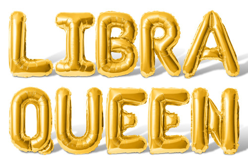 Letter Balloons - LIBRA QUEEN 16" Inch Alphabet Letters Foil Mylar Balloon September or October Birthday Party Balloon Banner (Gold)