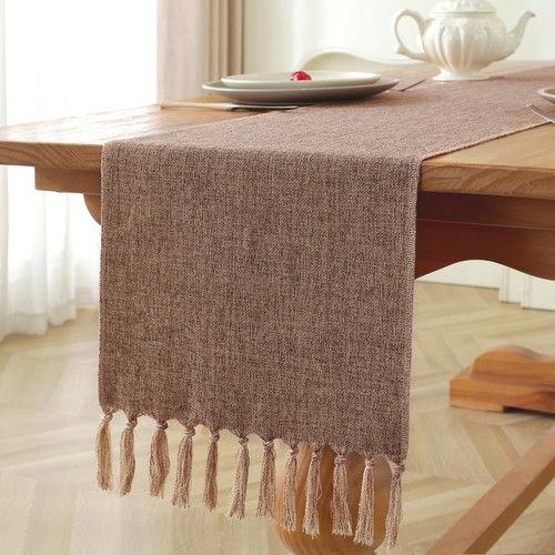Coffee Table Runners 72 Inches Long for Home Decor, Boho Farmhouse Table Runner, Burlap Linen Style Rustic Dining Table Decor Long, 13x72 Inches, Brown Coffee Table Runners 72 Inches Long for Home Decor, Boho Farmhouse Table Runner, Burlap Linen Style Rustic Dining Table Decor Long, 13x72 Inches, Brown