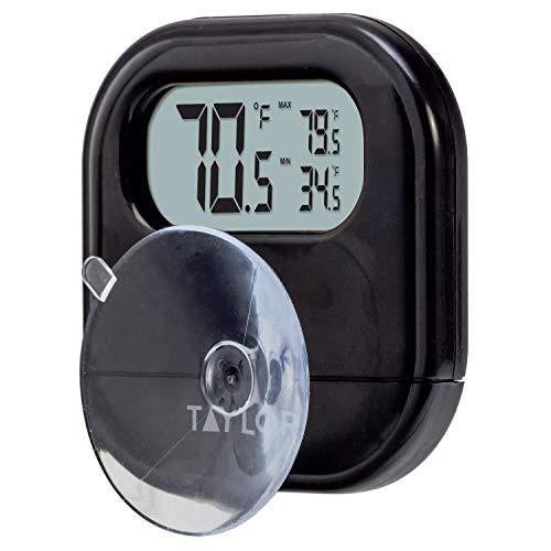 Taylor Precision Products Digital Indoor/Outdoor Thermometer with Reversible Suction Cup