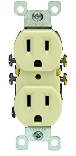 Leviton 5320-IMP 15 Amp, 125 Volt, Duplex Receptacle, Residential Grade, Grounding, 10-Pack, Ivory