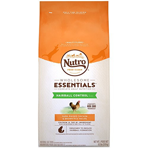 NUTRO WHOLESOME ESSENTIALS Hairball Control Adult Natural Dry Cat Food Farm-Raised Chicken & Brown Rice Recipe 6.5 lb Bag