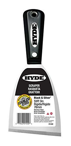 Hyde Tools 01440 3-Inch Stainless Steel Stiff Scraper, Black and Silver