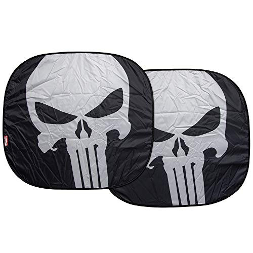 Plasticolor 003902R01 Marvel The Punisher Logo Finish Car Truck or SUV Front Windshield Spring Sunshade