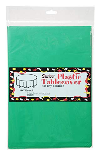 Darice 1141-21 Heavyweight Plastic Table Cloth: Emerald, 84" Round, Green
