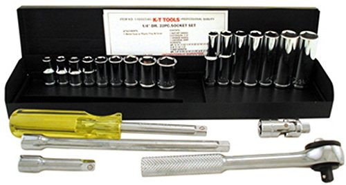 K-T Industries 1/4" Drive Metric Socket Set, 22-Piece,