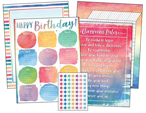 Teacher Created Resources Watercolor Classroom Essentials Chart Pack (6682)