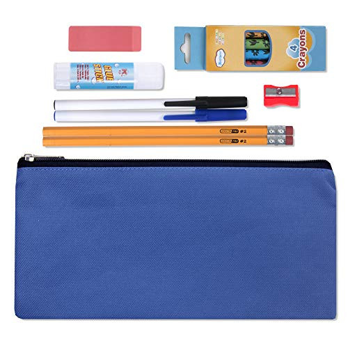 Pencil Case with Supplies - 12 Piece Back to School Kit with Grades K-8 School Essentials