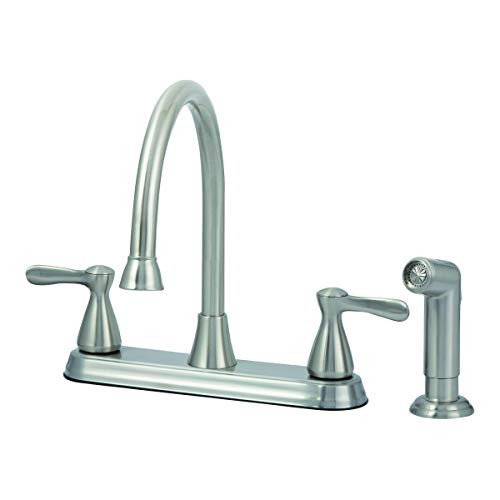 EZ-FLO 10699 Two-Handle High-Rise Kitchen Faucet with Matching Side Spray, Brushed Nickel