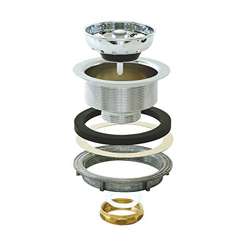 EZ-FLO 30002 Replacement Kitchen Sink Basket Strainer Sink Drain Assembly Kit, Heavy Pattern Brass, 3-1/2-inch to 4-inch Opening, Chrome-Plated Finish